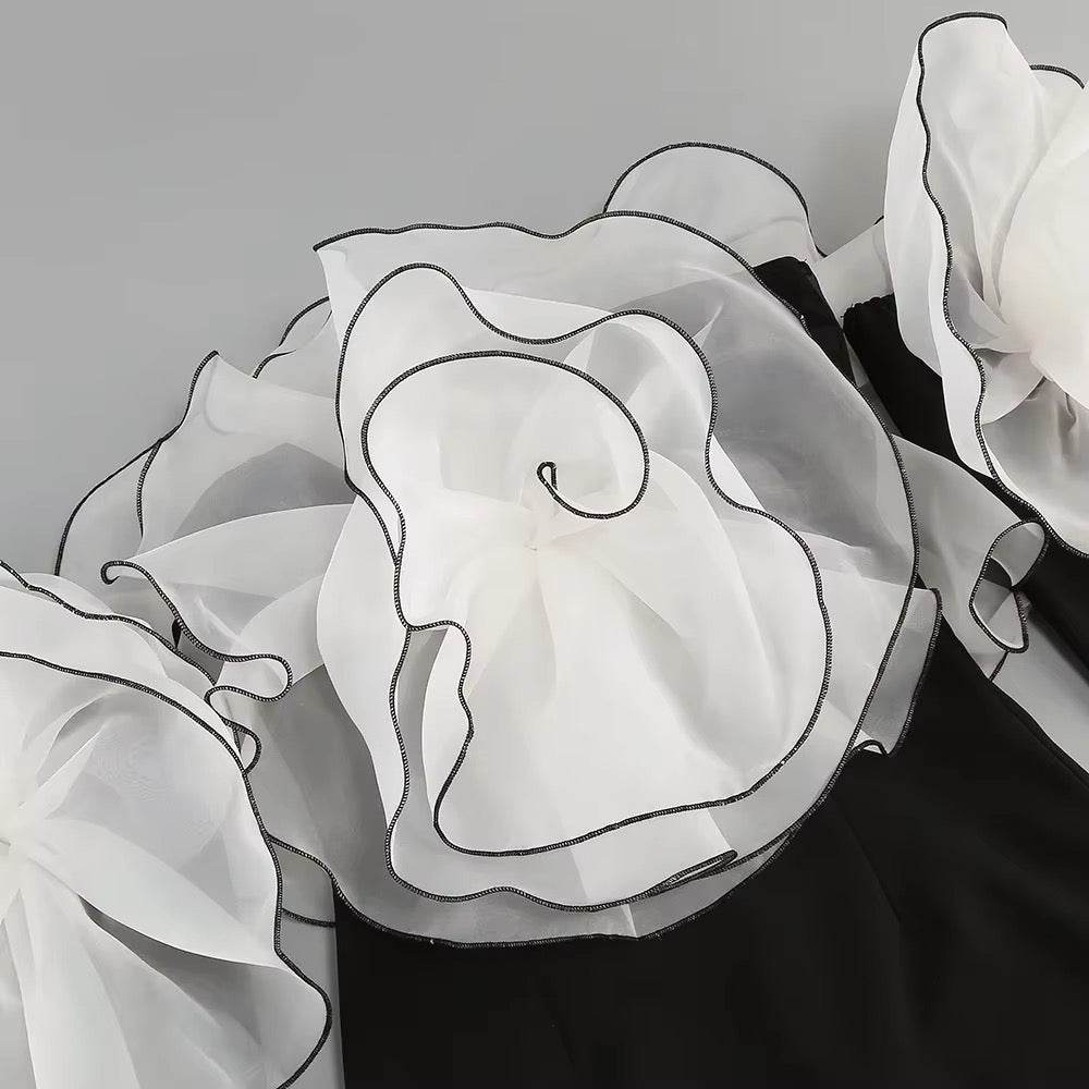 Strapless 3D Flowers Bodycon Mini Dress - REBECATHELABEL