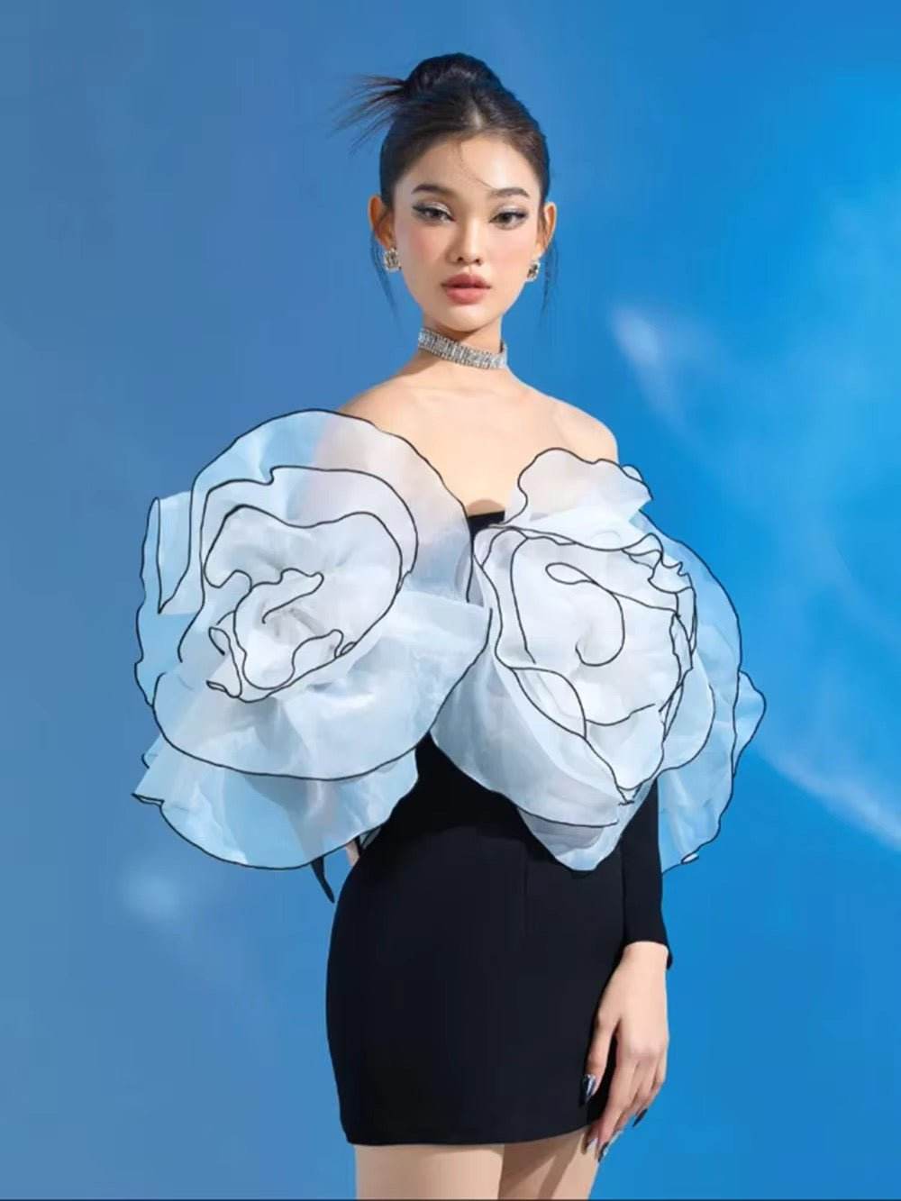 Strapless 3D Flowers Bodycon Mini Dress - REBECATHELABEL