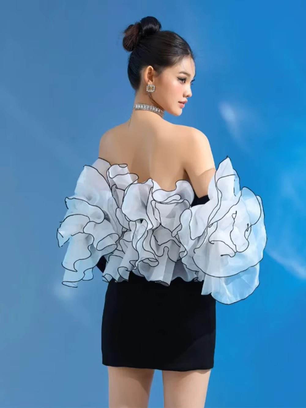 Strapless 3D Flowers Bodycon Mini Dress - REBECATHELABEL