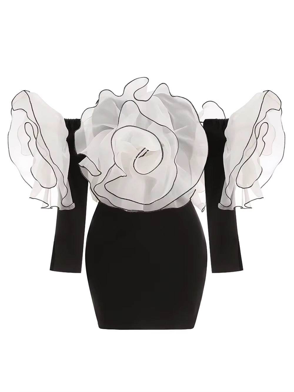 Strapless 3D Flowers Bodycon Mini Dress - REBECATHELABEL