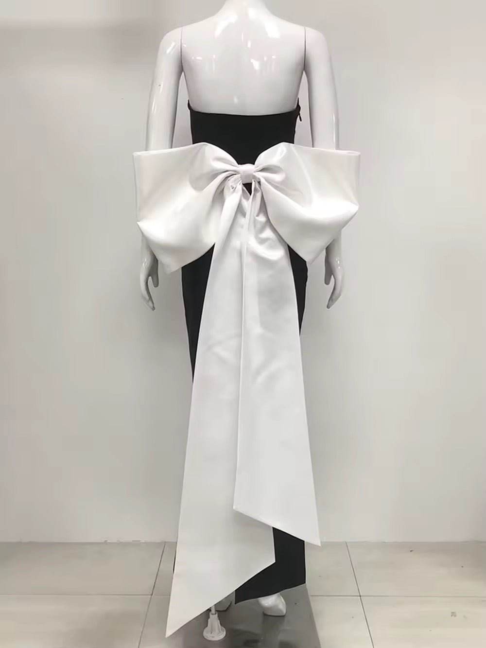 Strapless Back Large Bow Bodycon dress - REBECATHELABEL