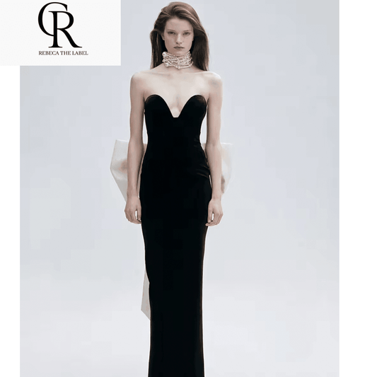 Strapless Back Large Bow Bodycon dress - REBECATHELABEL