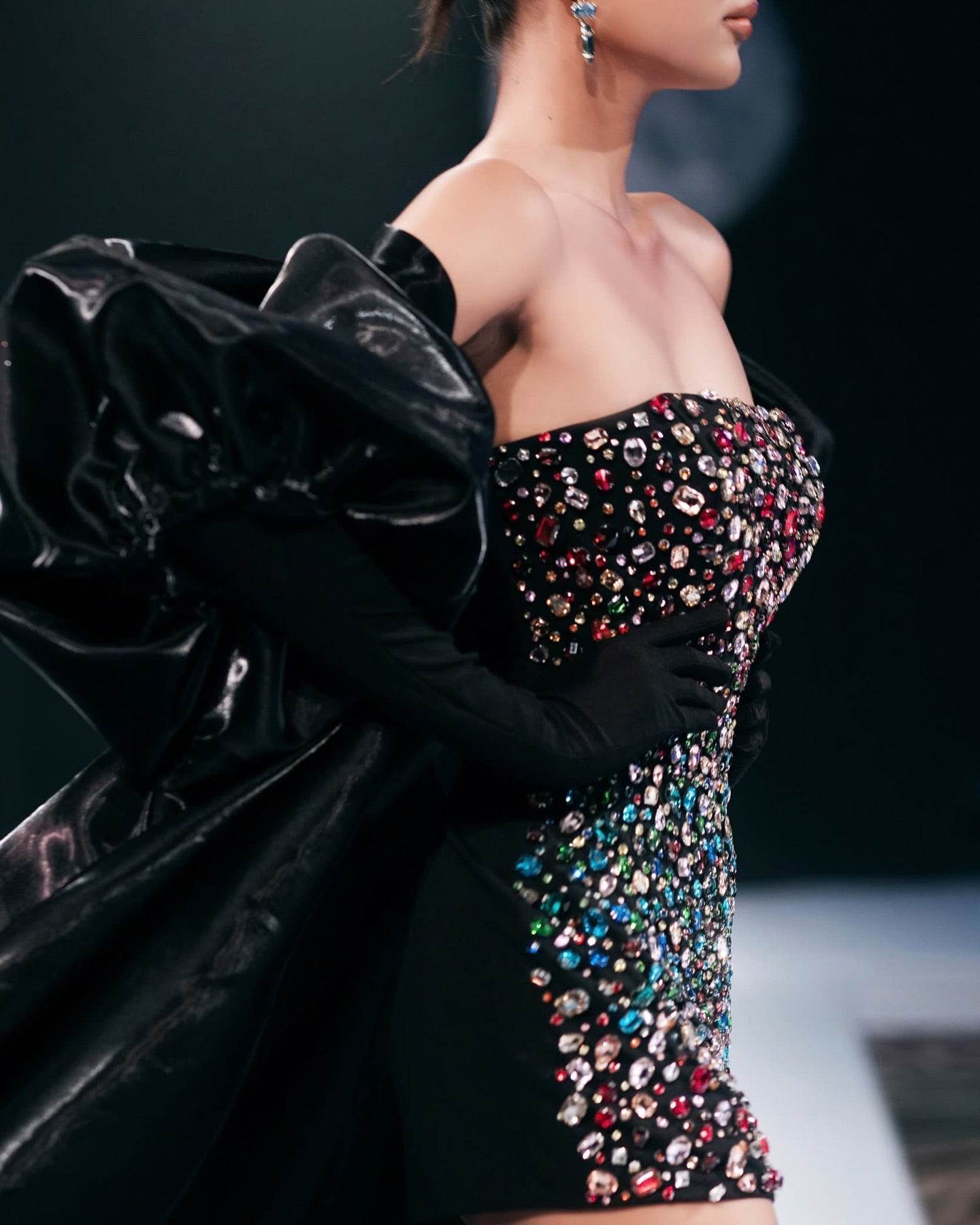 Strapless Backless Multi-color Crystall Mini Bodycon Bandage Dress - REBECATHELABEL