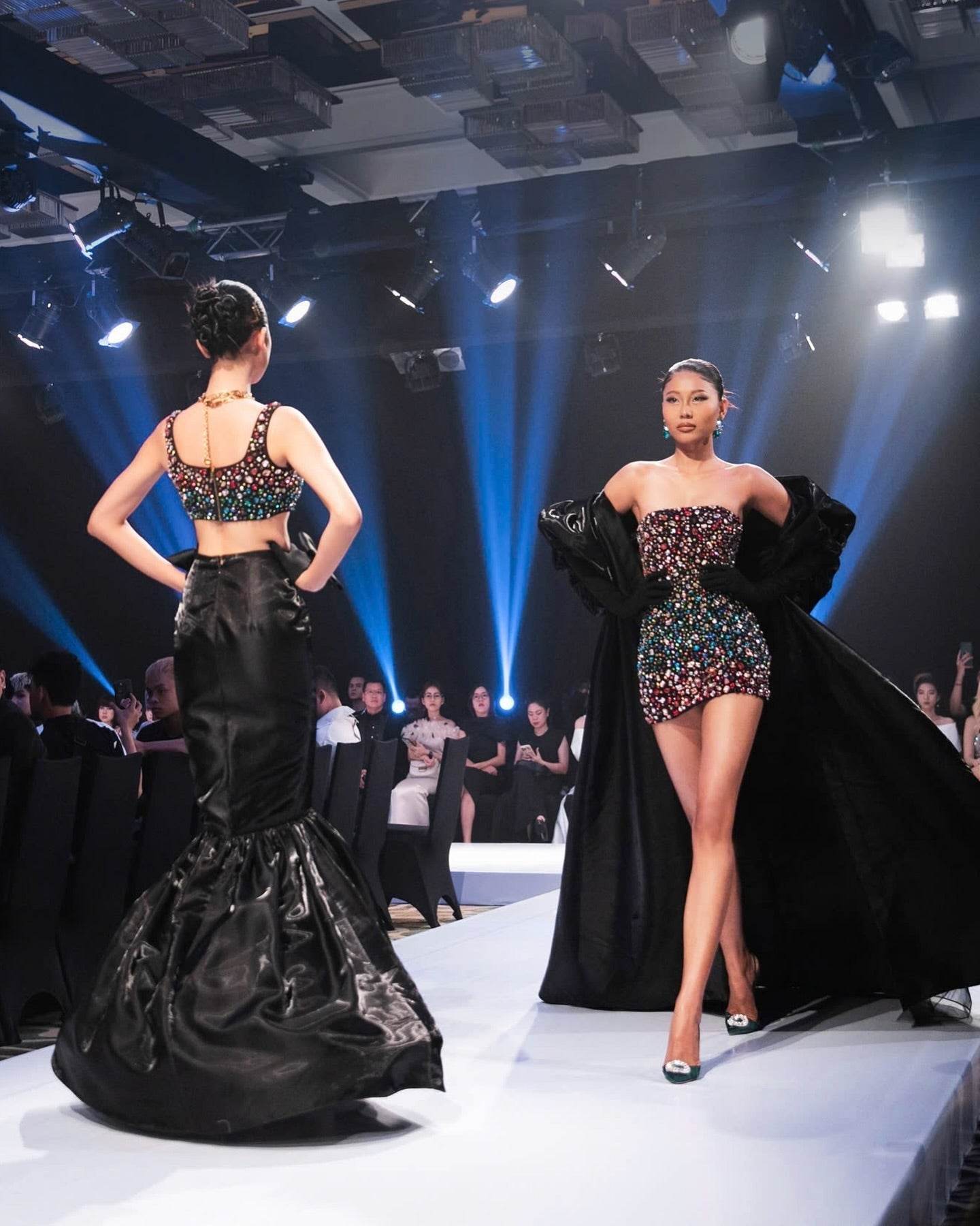 Strapless Backless Multi-color Crystall Mini Bodycon Bandage Dress - REBECATHELABEL