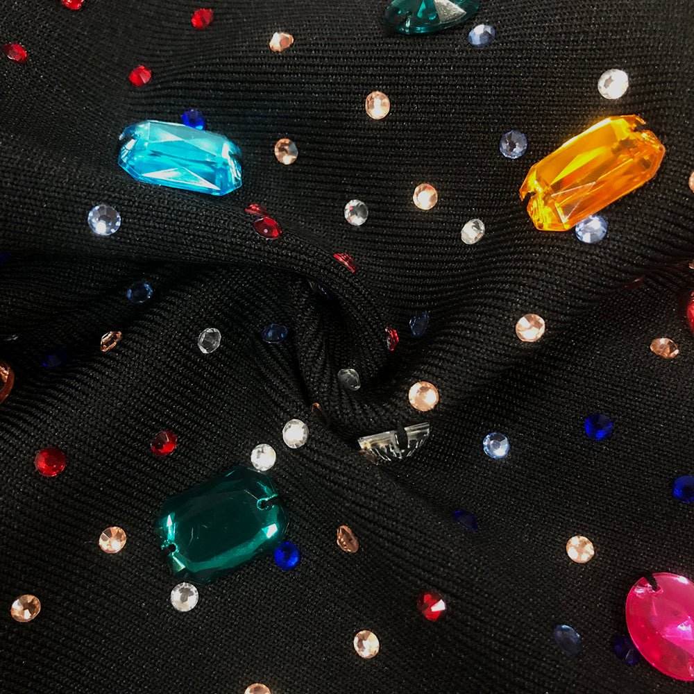 Strapless Backless Multi-color Crystall Mini Bodycon Bandage Dress - REBECATHELABEL