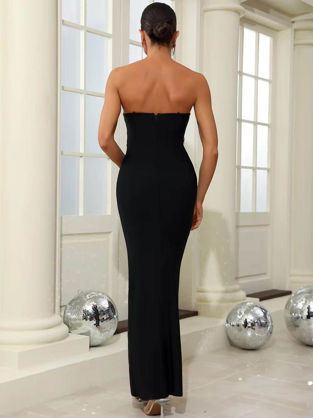 Strapless Diamond Mesh Yarn dress - REBECATHELABEL