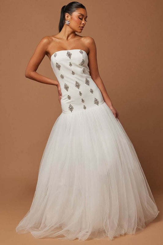 Strapless Diamonds Ball Gown Maxi Dress - REBECATHELABEL
