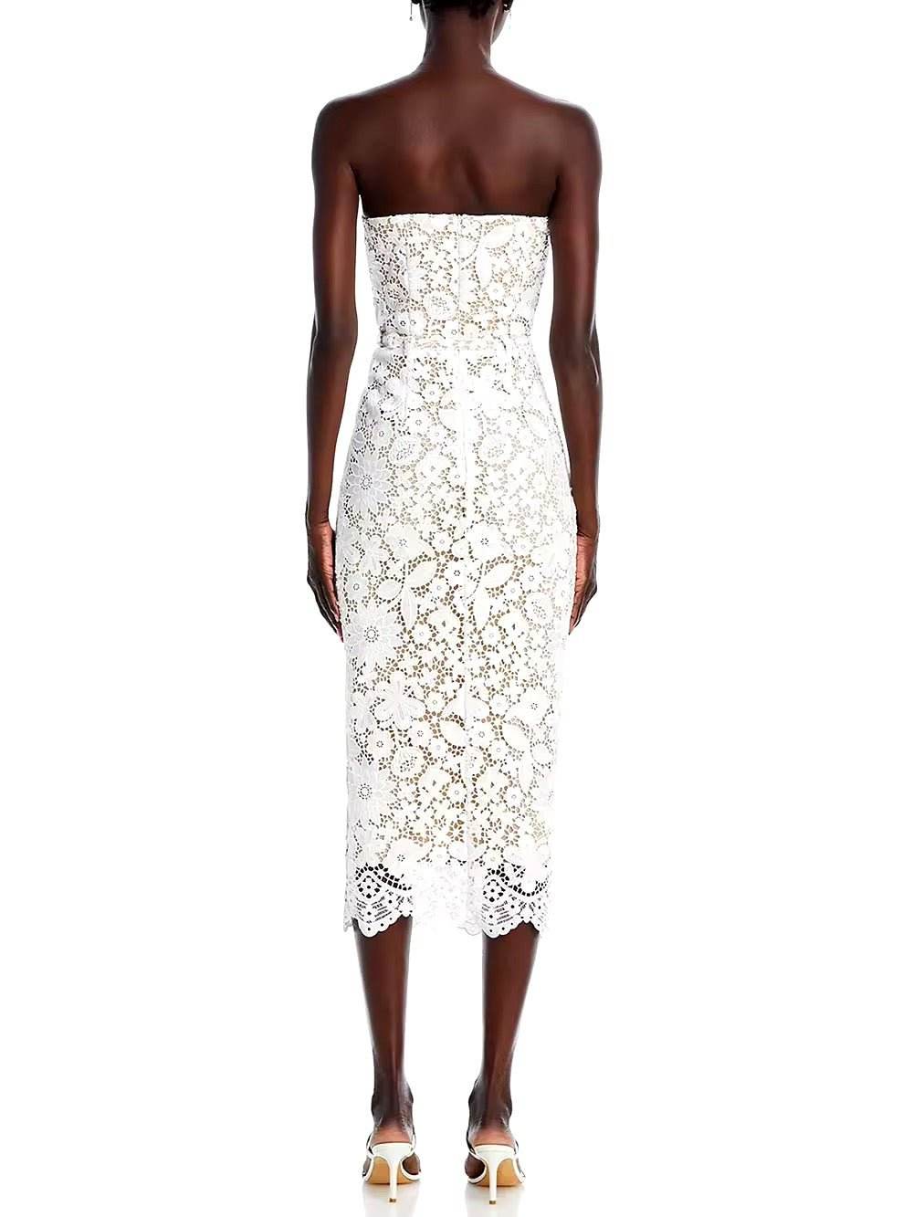 Strapless Embroidery Patchwork Belt Long Dress - REBECATHELABEL