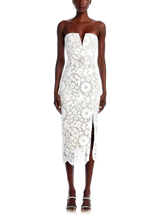 Strapless Embroidery Patchwork Belt Long Dress - REBECATHELABEL