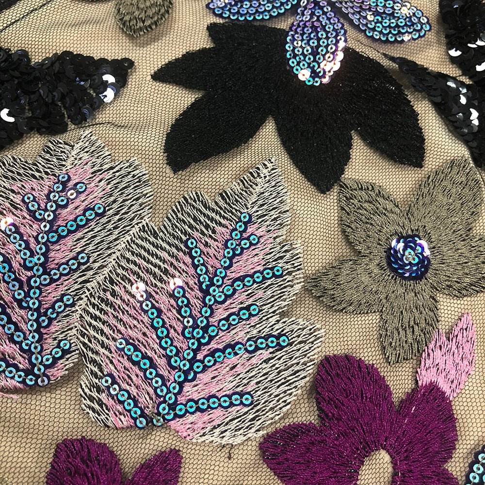 Strapless Embroidery Patchwork Mesh Long Dress - REBECATHELABEL