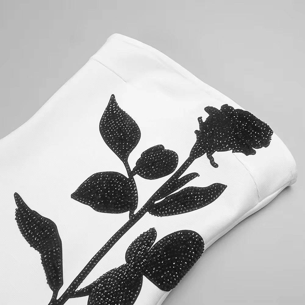 Strapless Floor-Length Bandage Dress Diamonds Flowers Patchwork Mesh dress - REBECATHELABEL