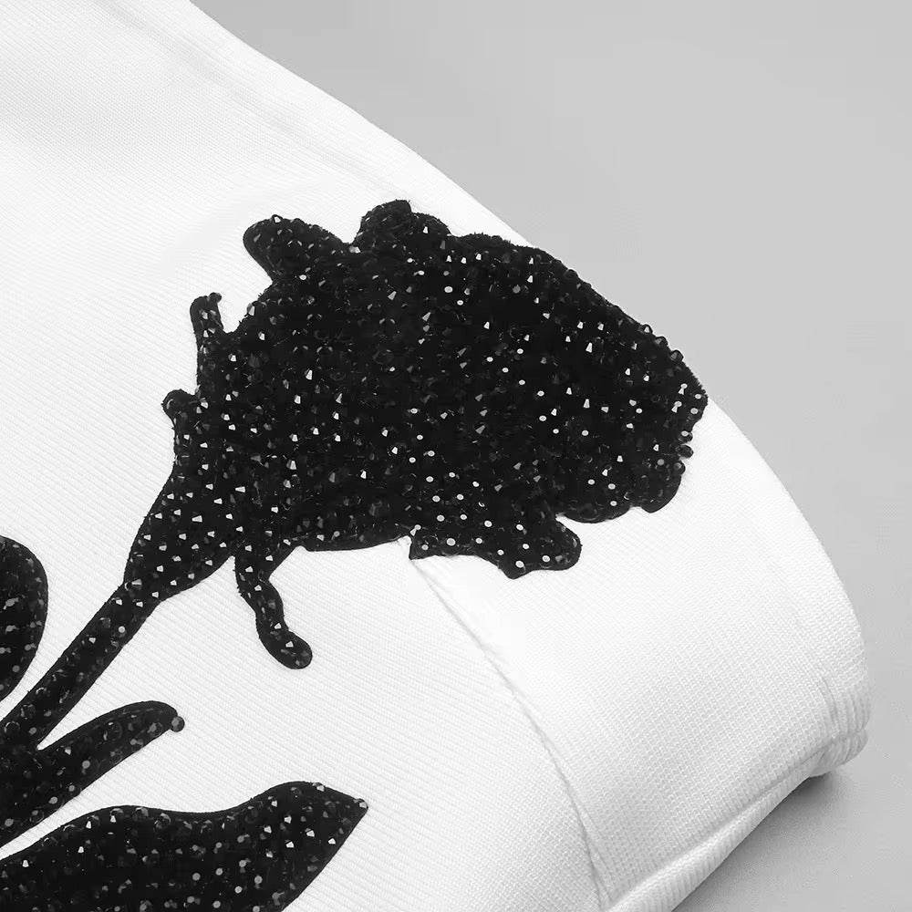 Strapless Floor-Length Bandage Dress Diamonds Flowers Patchwork Mesh dress - REBECATHELABEL