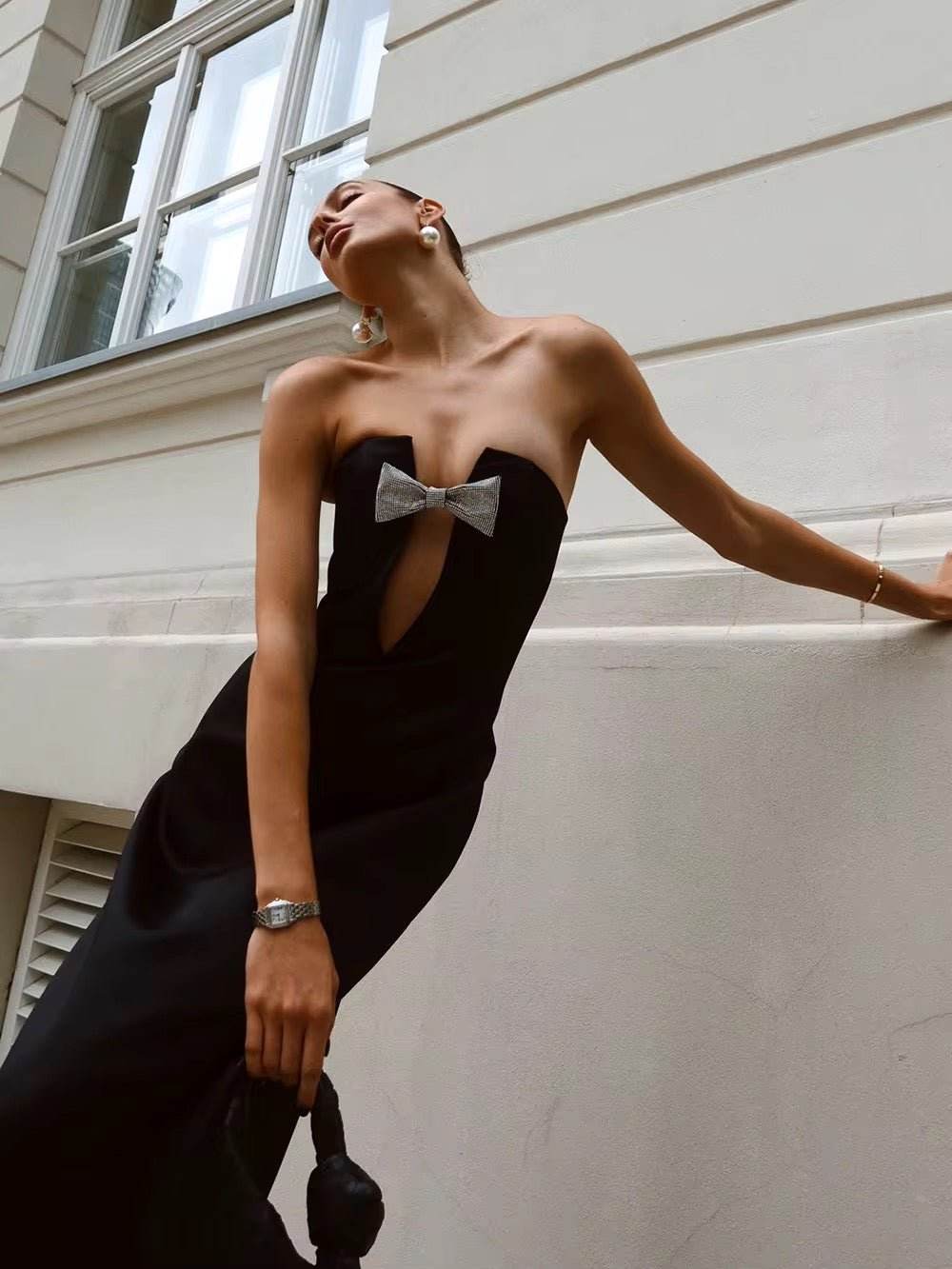 Strapless High Slit Evening Dress - REBECATHELABEL