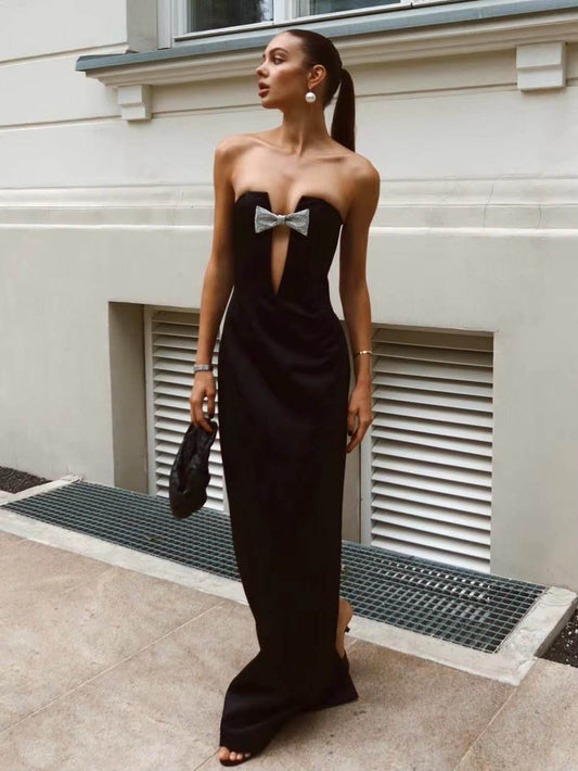 Strapless High Slit Evening Dress - REBECATHELABEL
