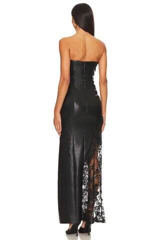 Strapless High Waist Lace Patchwork Tight Banquet Leather Dress - REBECATHELABEL