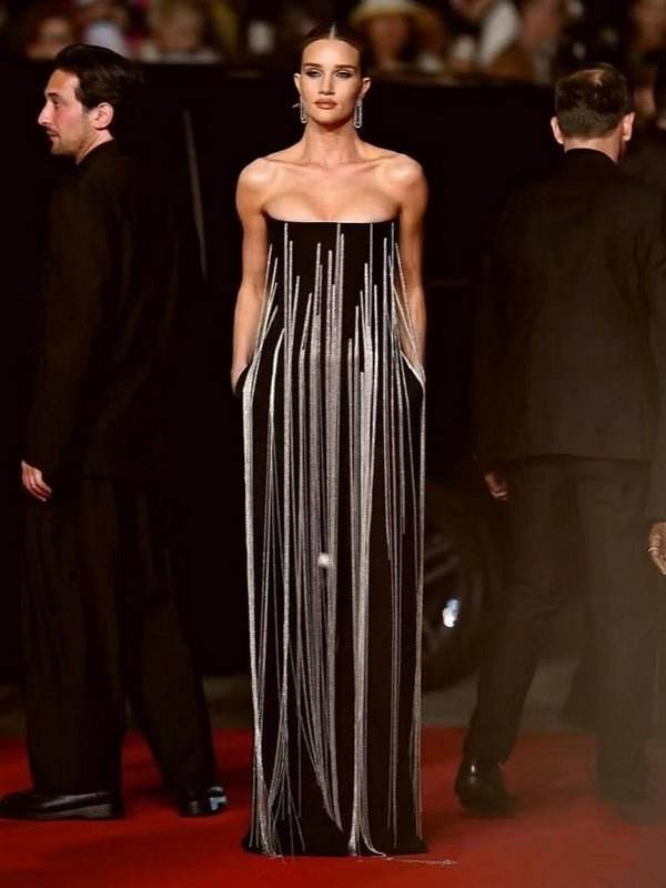 Strapless Long Chain Tassel Design Jumpsuit - REBECATHELABEL