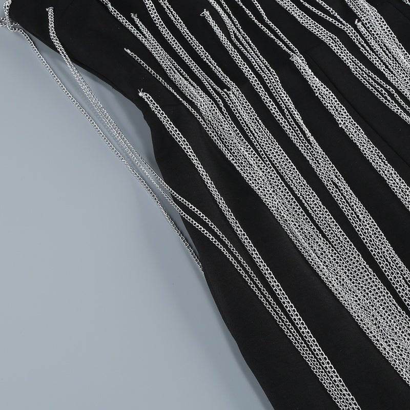 Strapless Long Chain Tassel Design Jumpsuit - REBECATHELABEL