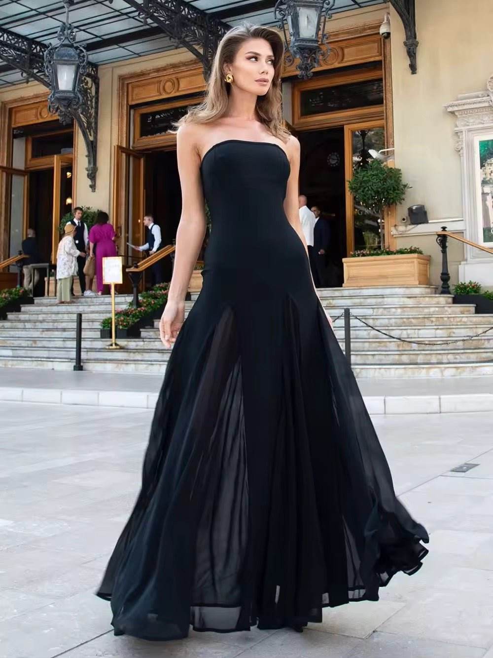 Strapless Oversized Hem Maxi Dress - REBECATHELABEL