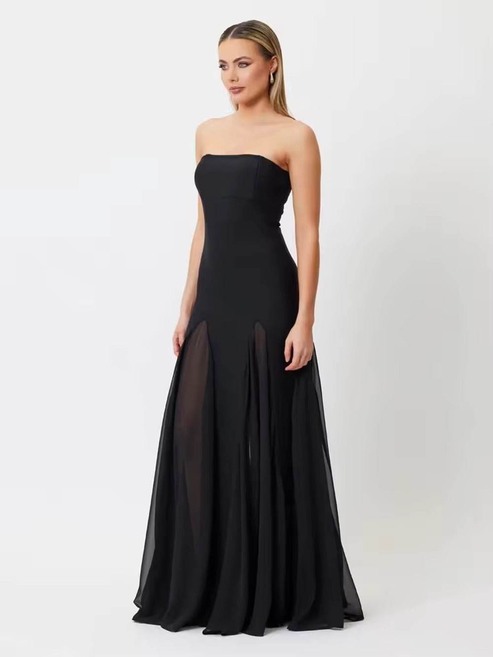 Strapless Oversized Hem Maxi Dress - REBECATHELABEL