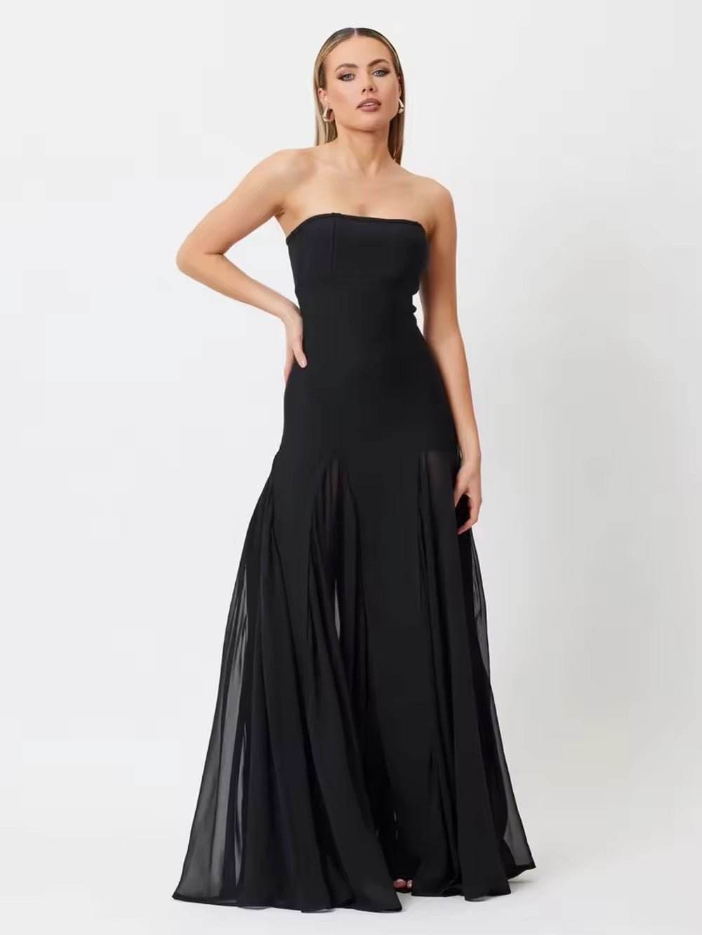 Strapless Oversized Hem Maxi Dress - REBECATHELABEL