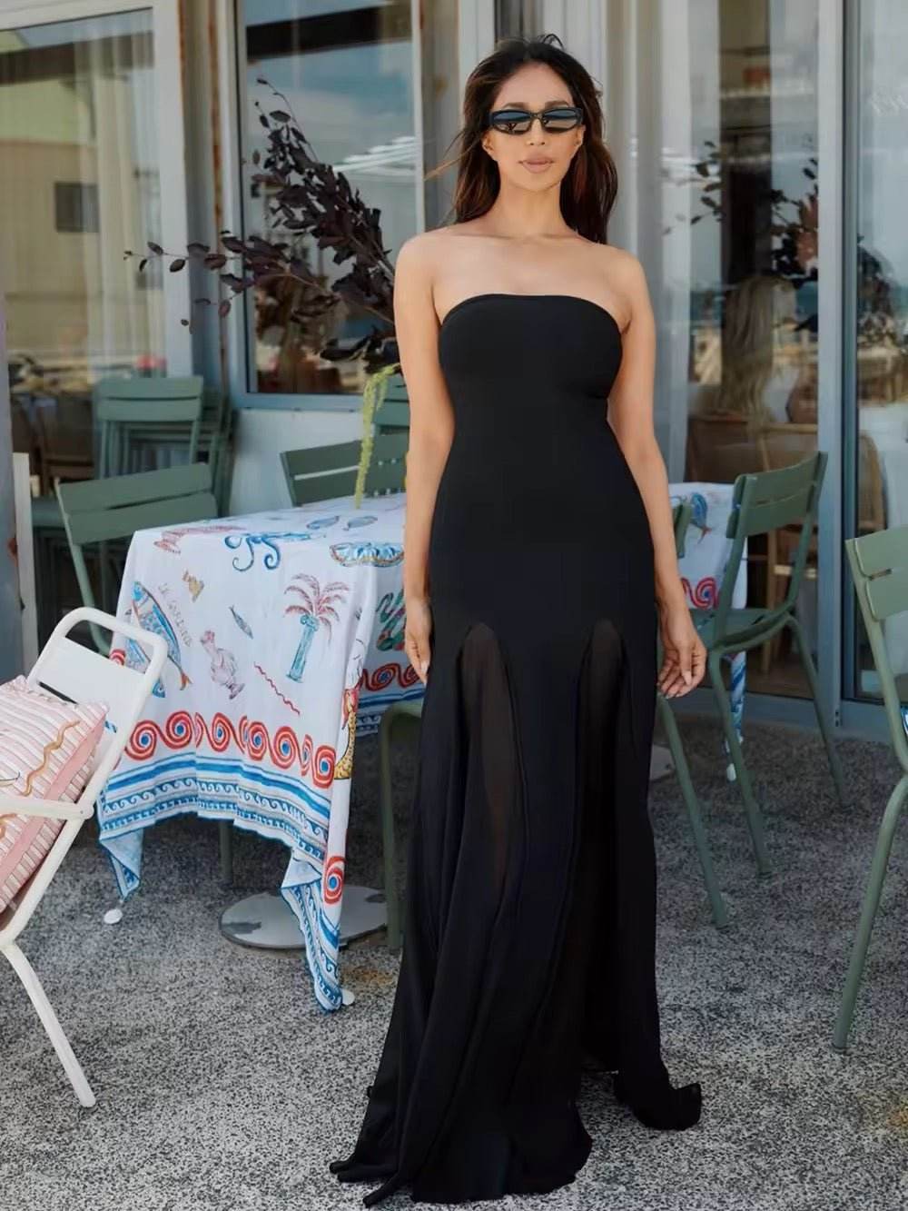 Strapless Oversized Hem Maxi Dress - REBECATHELABEL