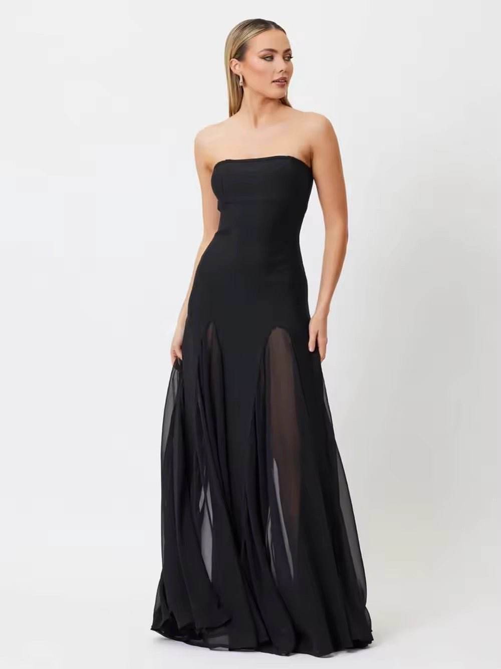 Strapless Oversized Hem Maxi Dress - REBECATHELABEL