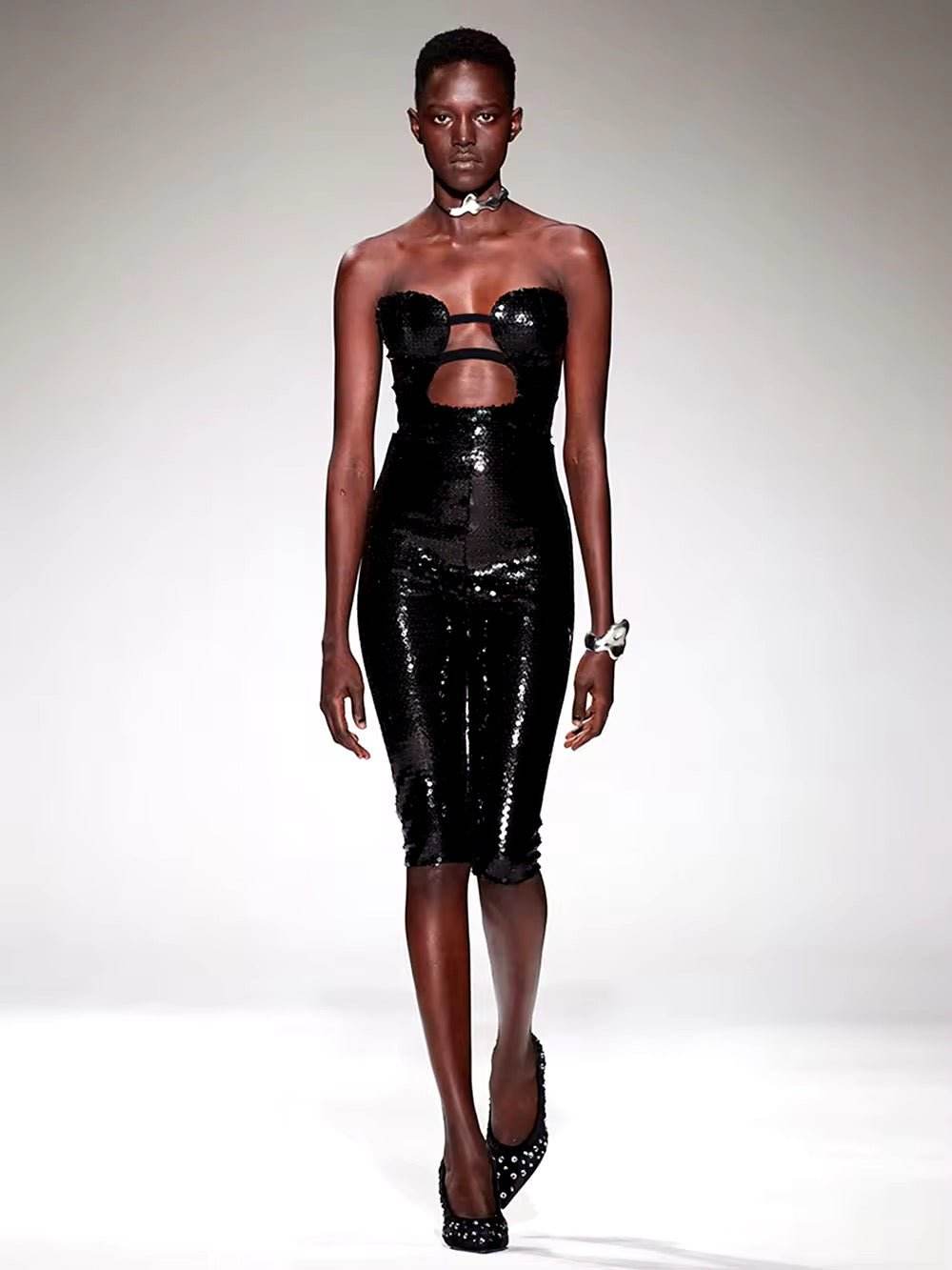 Strapless Sequin One Piece Bodysuit - REBECATHELABEL