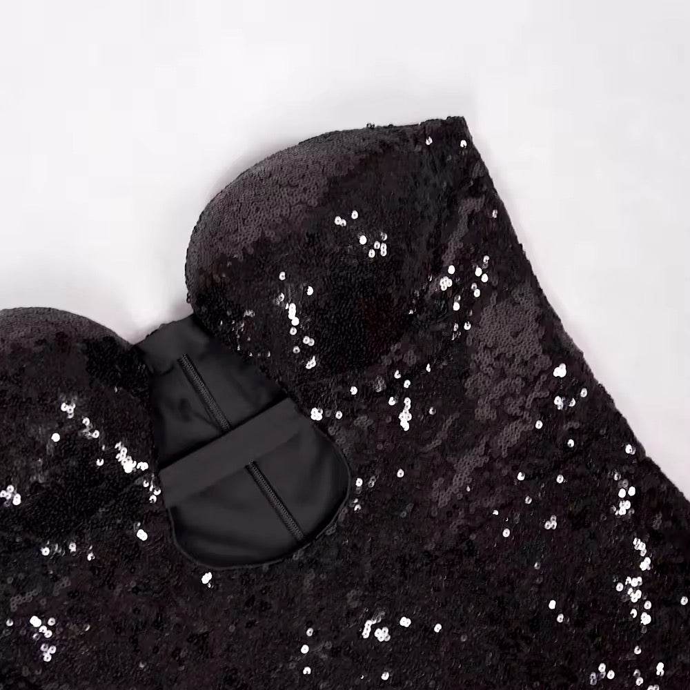 Strapless Sequin One Piece Bodysuit - REBECATHELABEL