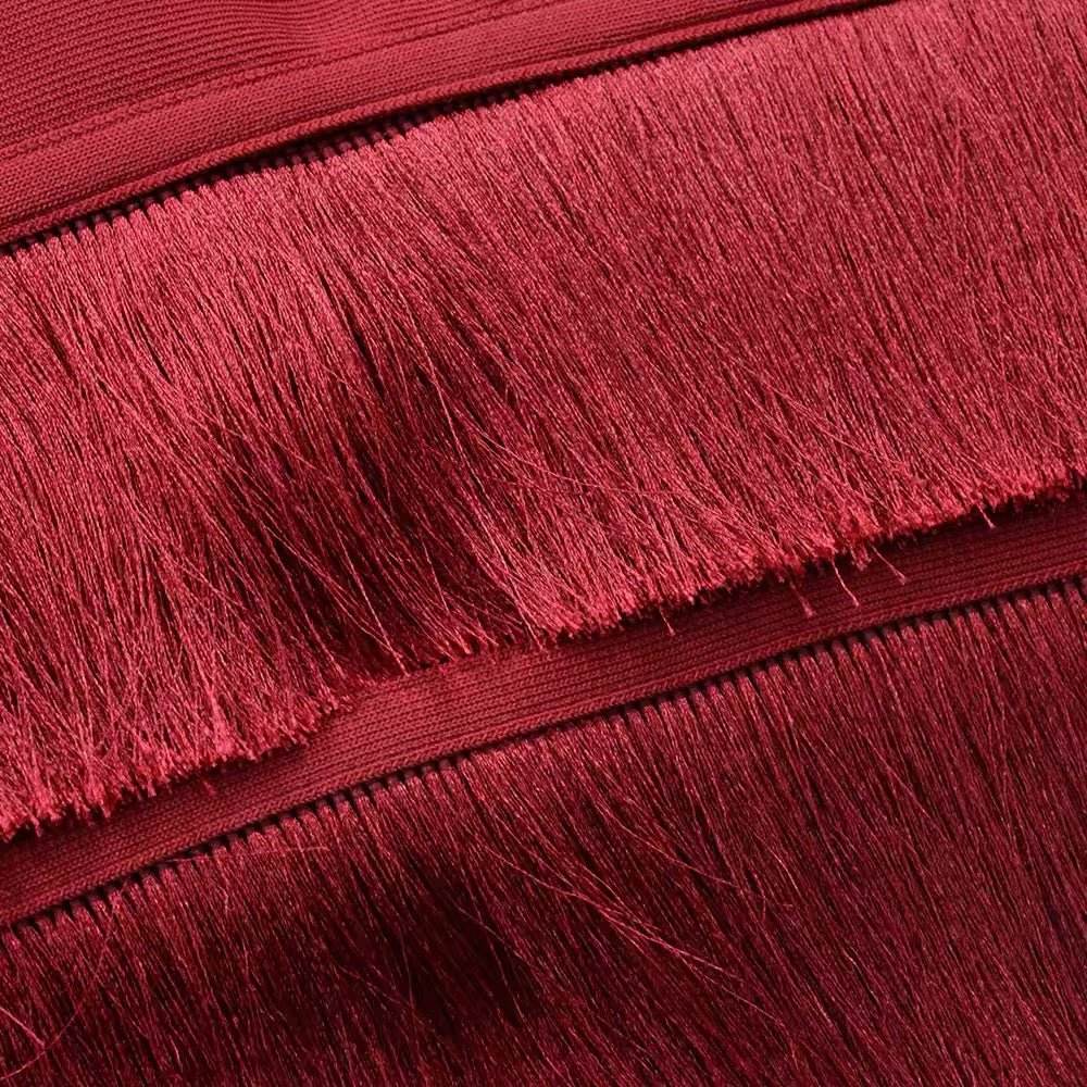 Tassel Lace Strap Bodycon Knee Length Bandage Dress - REBECATHELABEL