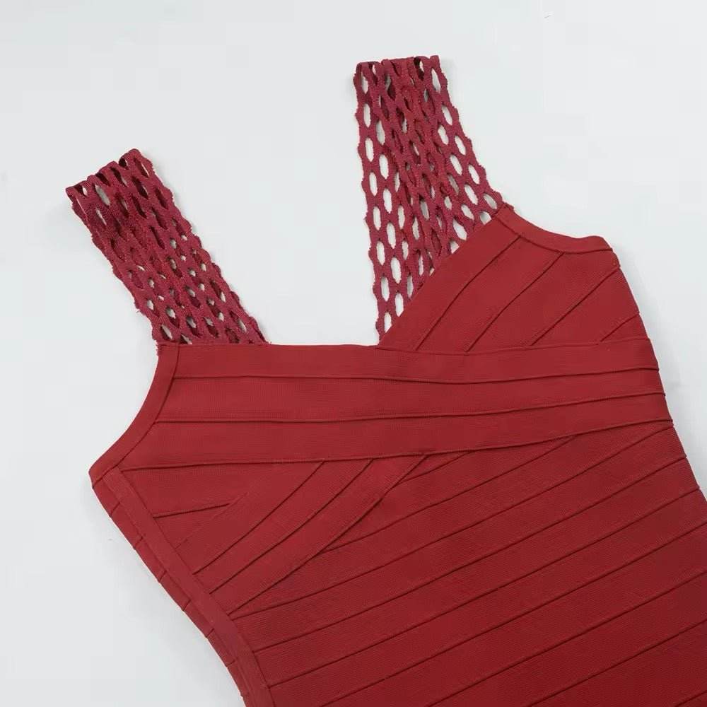 Tassel Lace Strap Bodycon Knee Length Bandage Dress - REBECATHELABEL