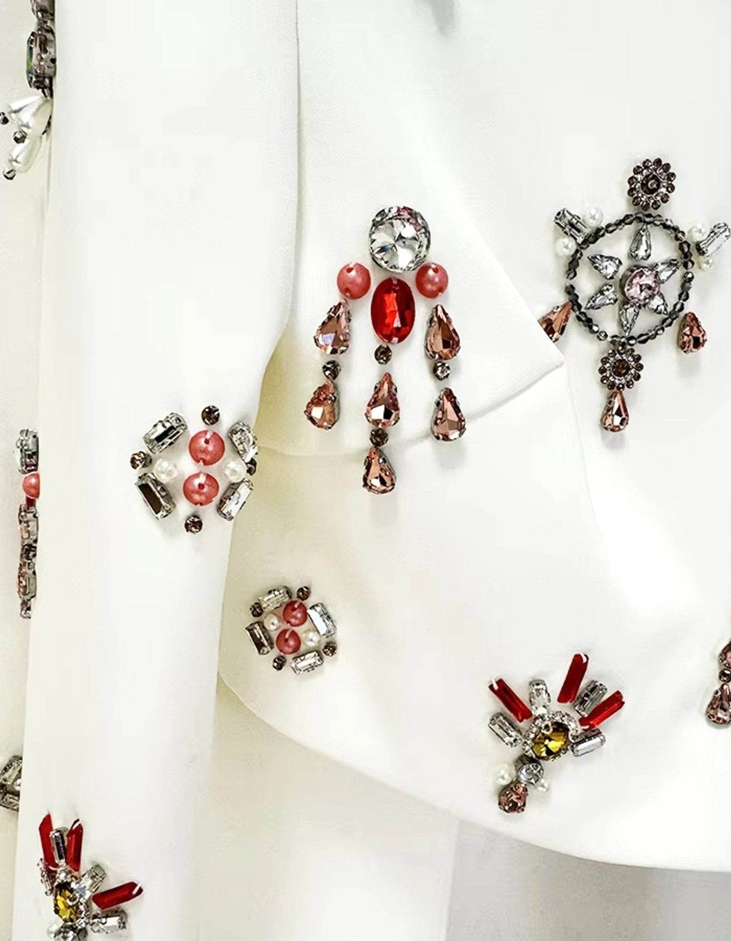 Temperament Diamonds Two Piece Set Round Neck Long Sleeve Short Top - REBECATHELABEL