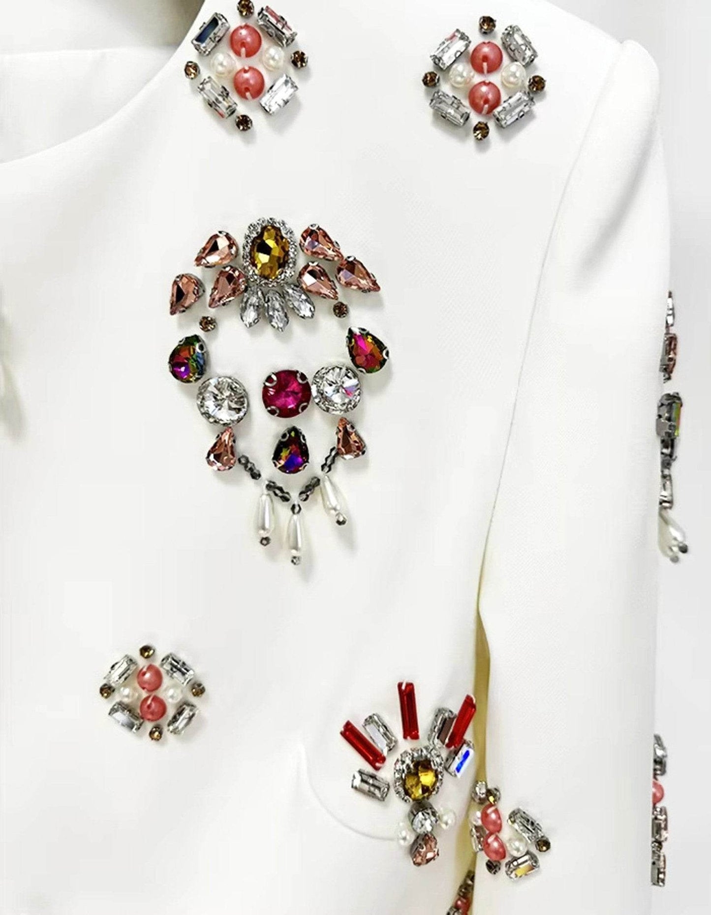 Temperament Diamonds Two Piece Set Round Neck Long Sleeve Short Top - REBECATHELABEL