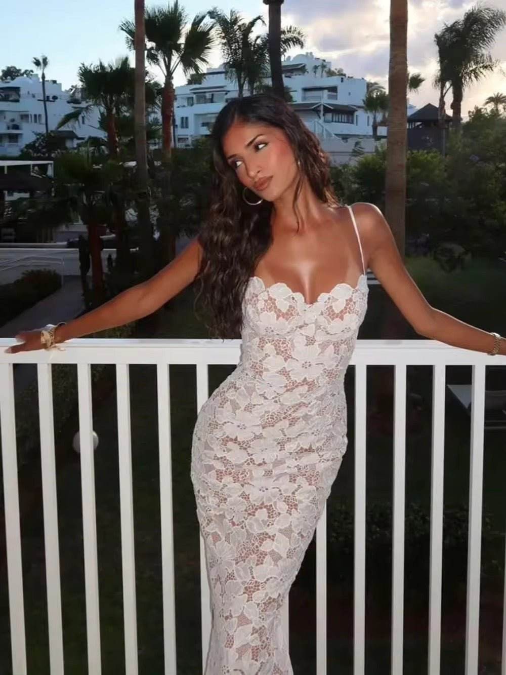 Tight Maxi Backless Flower Tight Hollow Robe dress - REBECATHELABEL