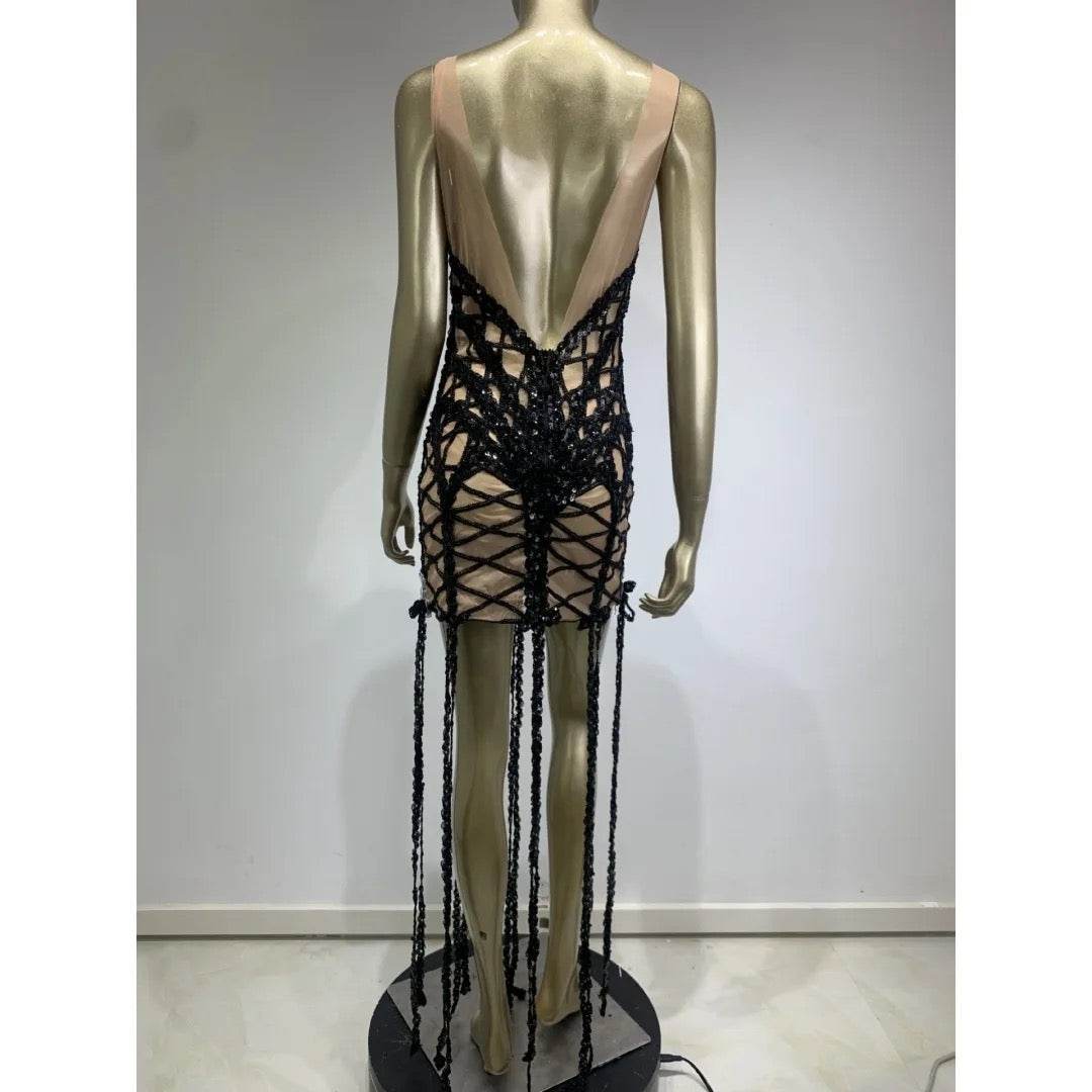 transparent diamond tube top dress - REBECATHELABEL