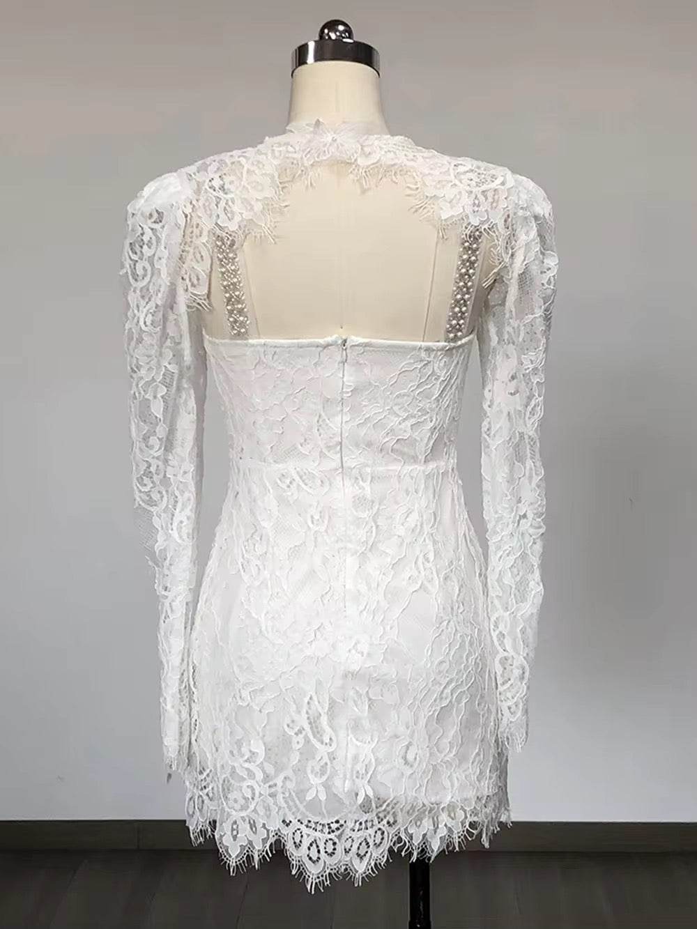 Transparent Lace Floral Tight Mini Dress - REBECATHELABEL