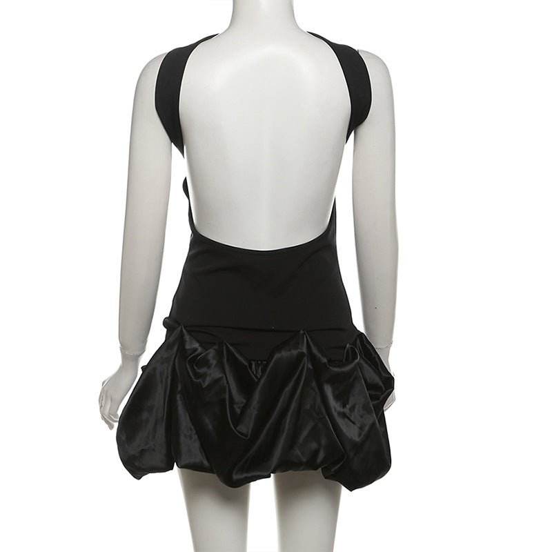 Tube Top Backless Stitching Slim Fit Cinched Short Dress - REBECATHELABEL