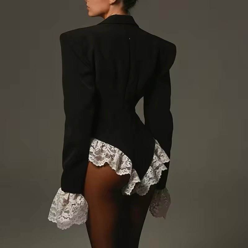 V-Neck Slim Long Sleeve blazer - REBECATHELABEL