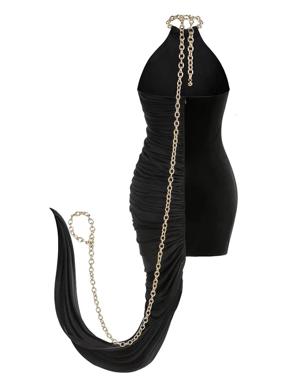 Velvet Metal Halter Evening Dress - REBECATHELABEL