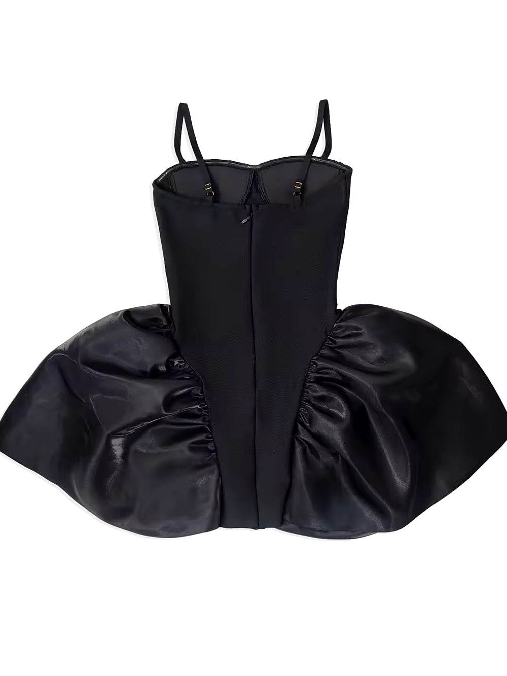 white Appliques Spaghetti Straps Short Ball Gown 3D Flower Stitching Puffy Cocktail Dress - REBECATHELABEL