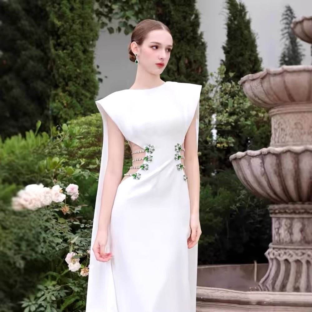 White Sexy Hollow Chain Sleeveless dress - REBECATHELABEL