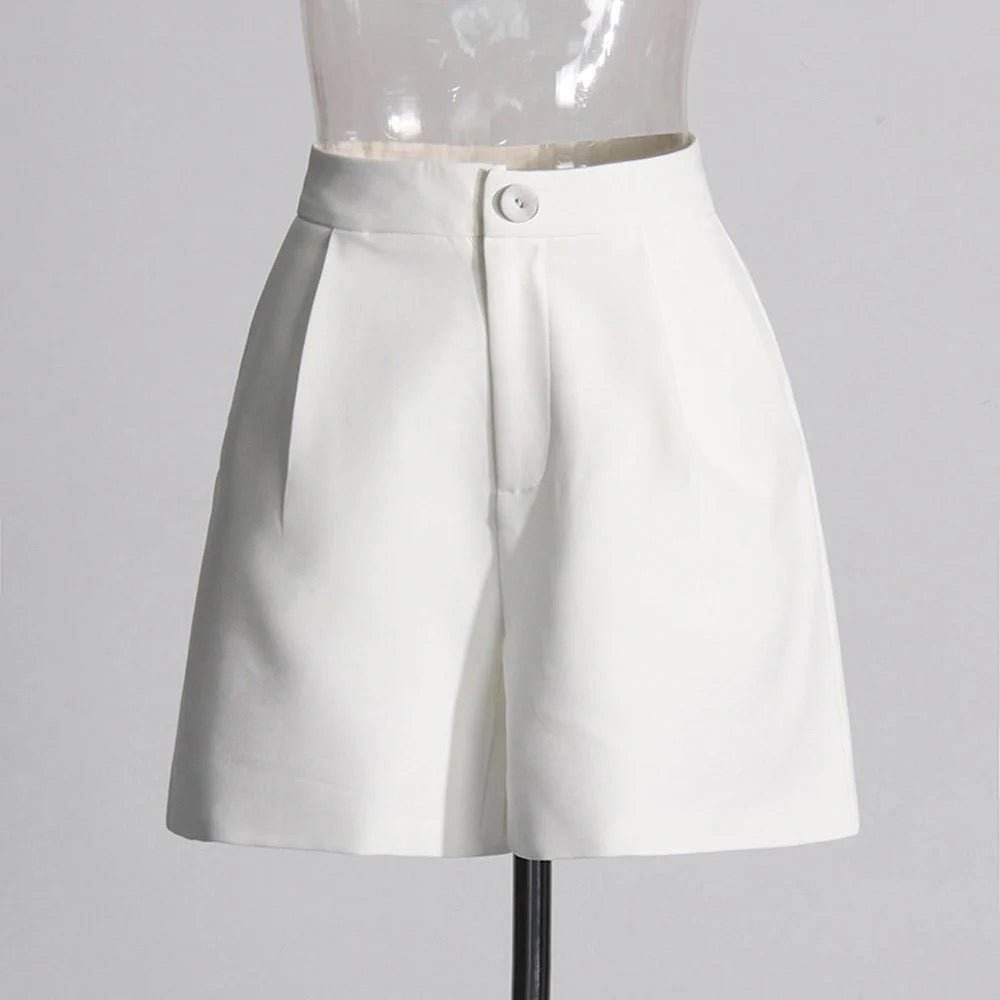 White Sleeveless Top and Shorts Set V-neck set - REBECATHELABEL