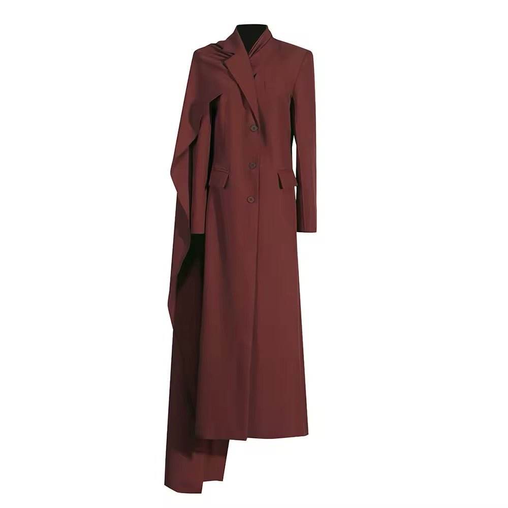 Winter Coats Lapel Collar Scarf Design Single Breasted - REBECATHELABEL