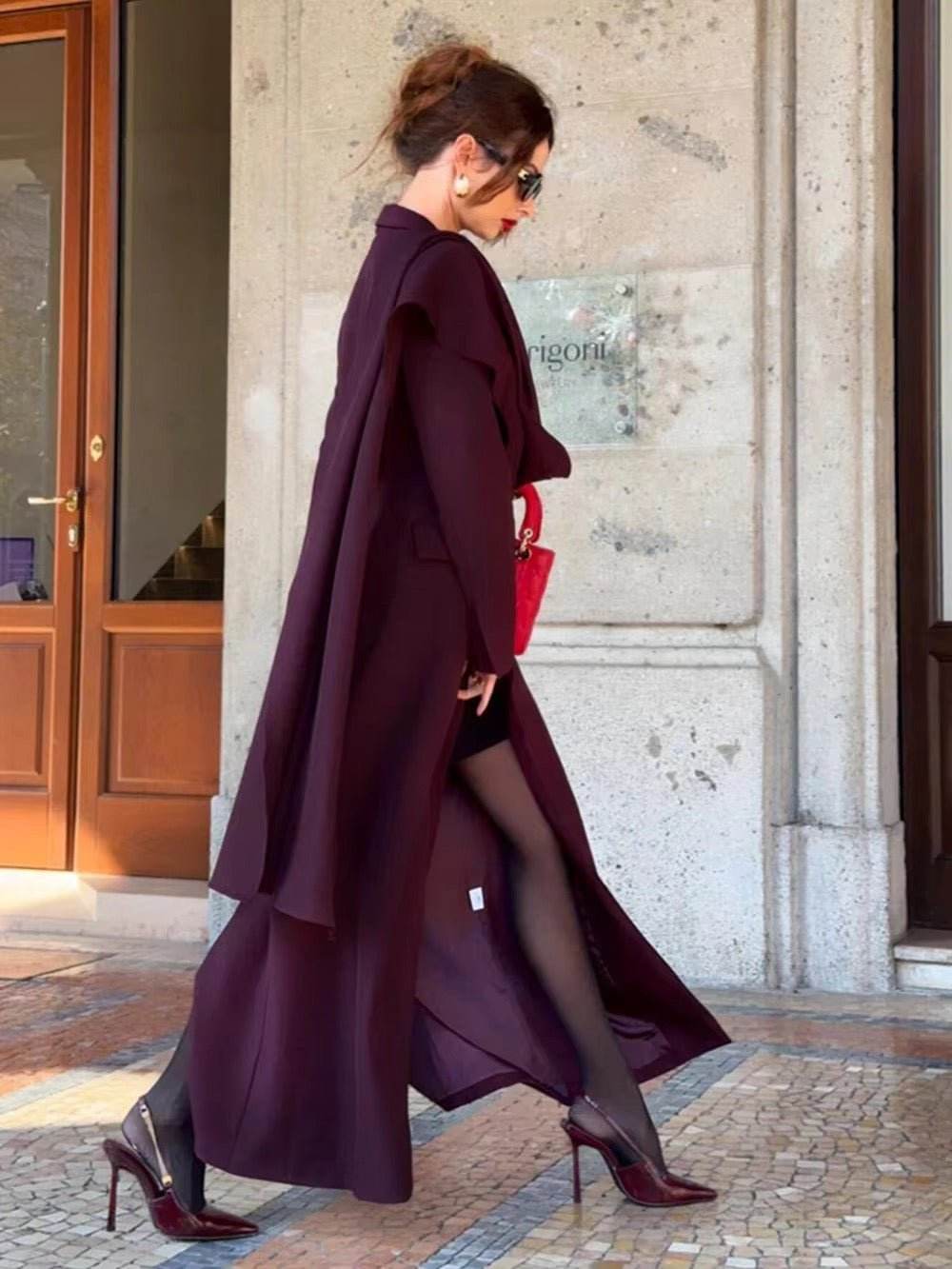 Winter Coats Lapel Collar Scarf Design Single Breasted - REBECATHELABEL