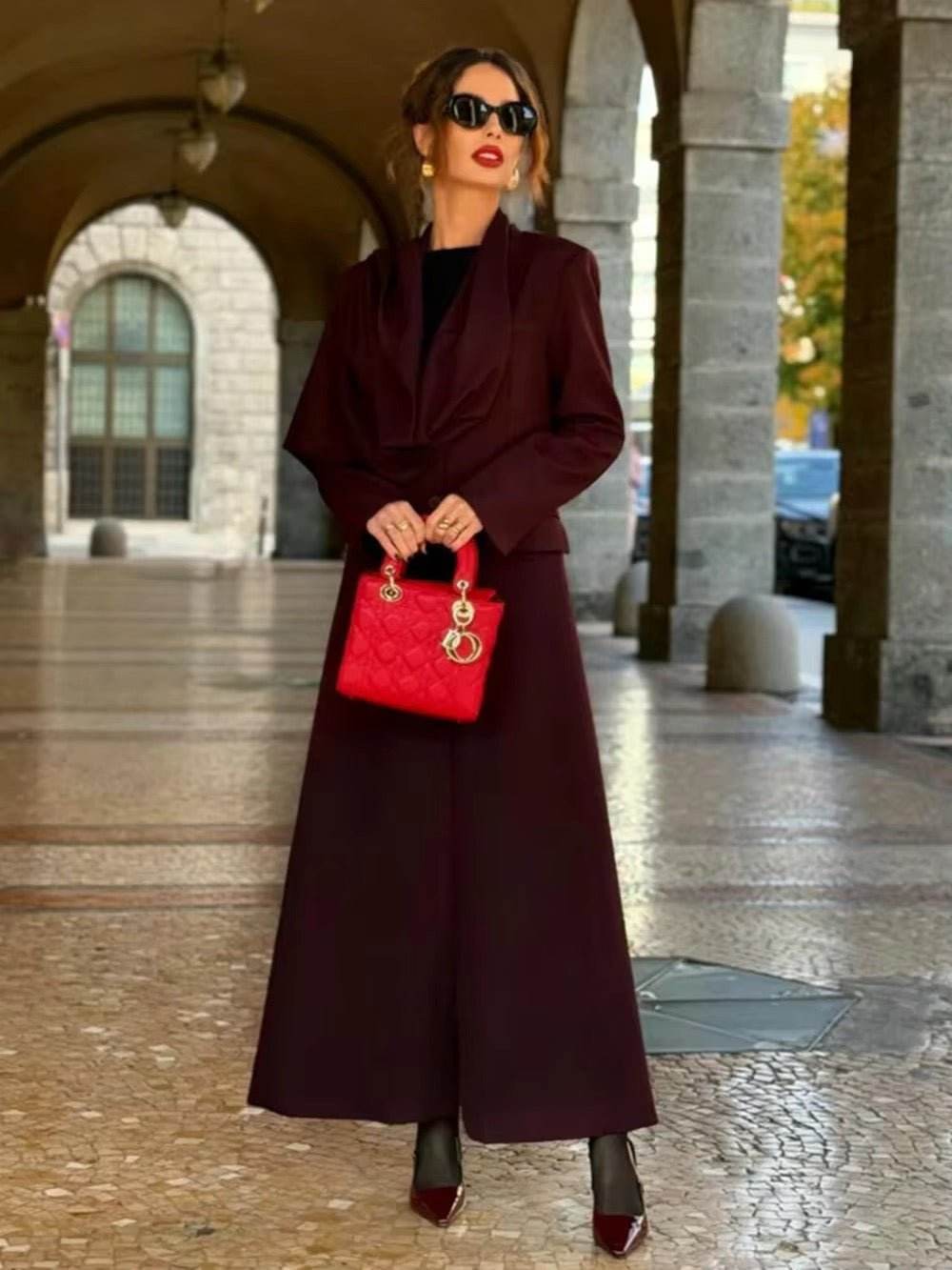 Winter Coats Lapel Collar Scarf Design Single Breasted - REBECATHELABEL