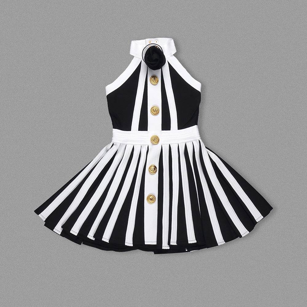 Yandy mini black and white dress - REBECATHELABEL