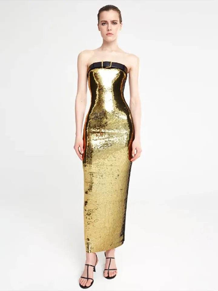 Strapless Sequin Belt dress - REBECATHELABEL