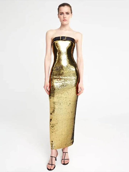 Strapless Sequin Belt dress - REBECATHELABEL