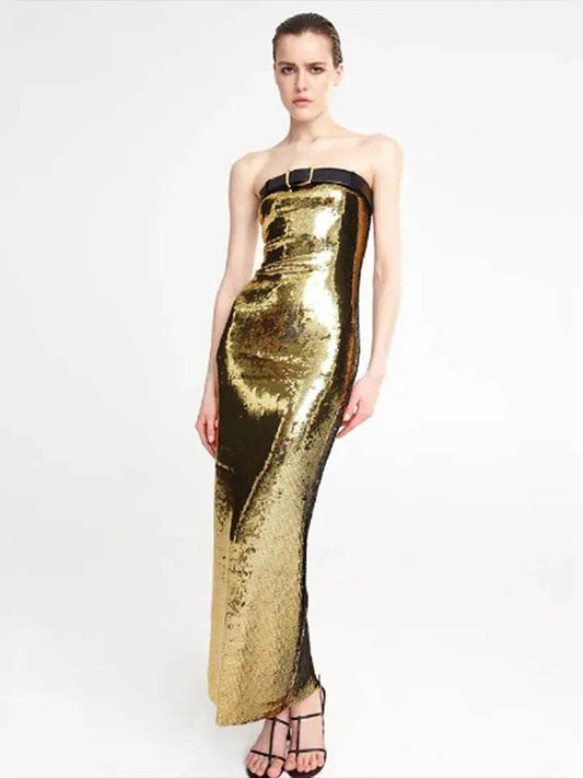 Strapless Sequin Belt dress - REBECATHELABEL