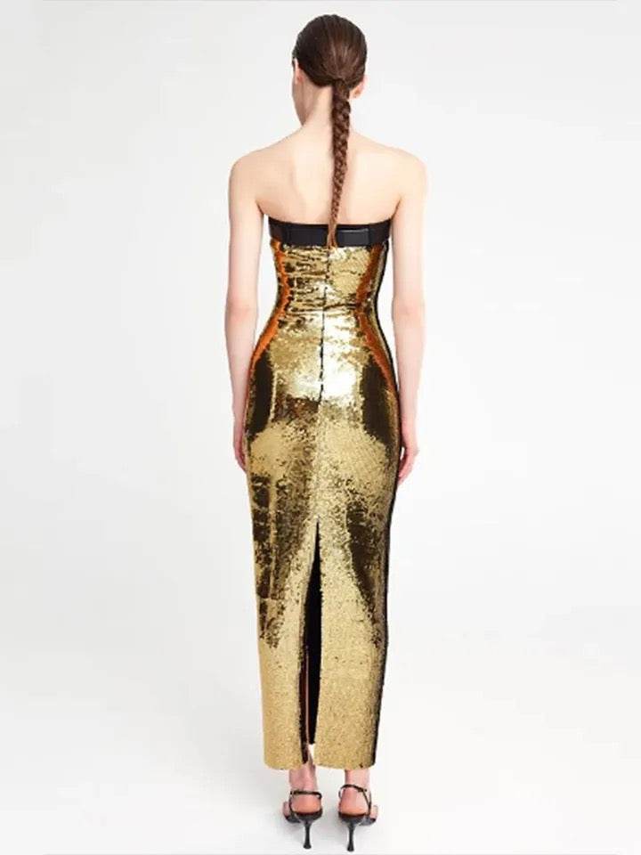 Strapless Sequin Belt dress - REBECATHELABEL